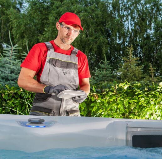Pool Guys Midsouth technician at work